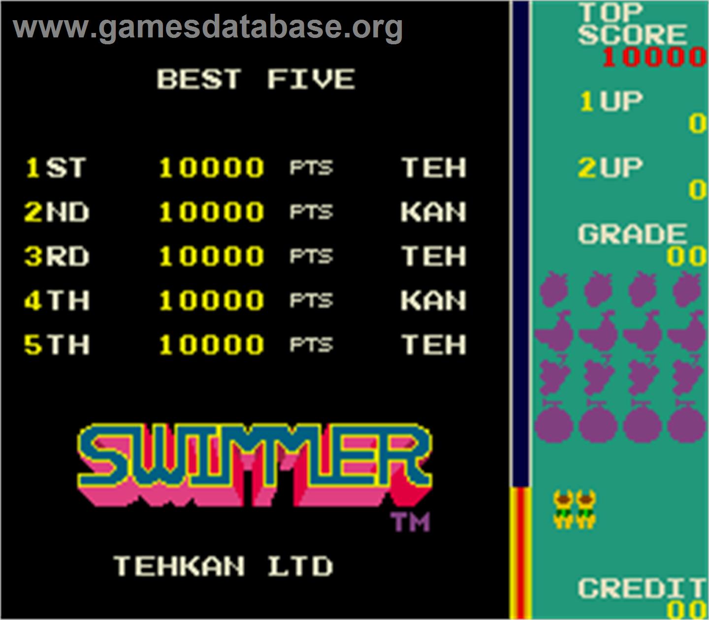 Swimmer - Arcade - Artwork - High Score Screen