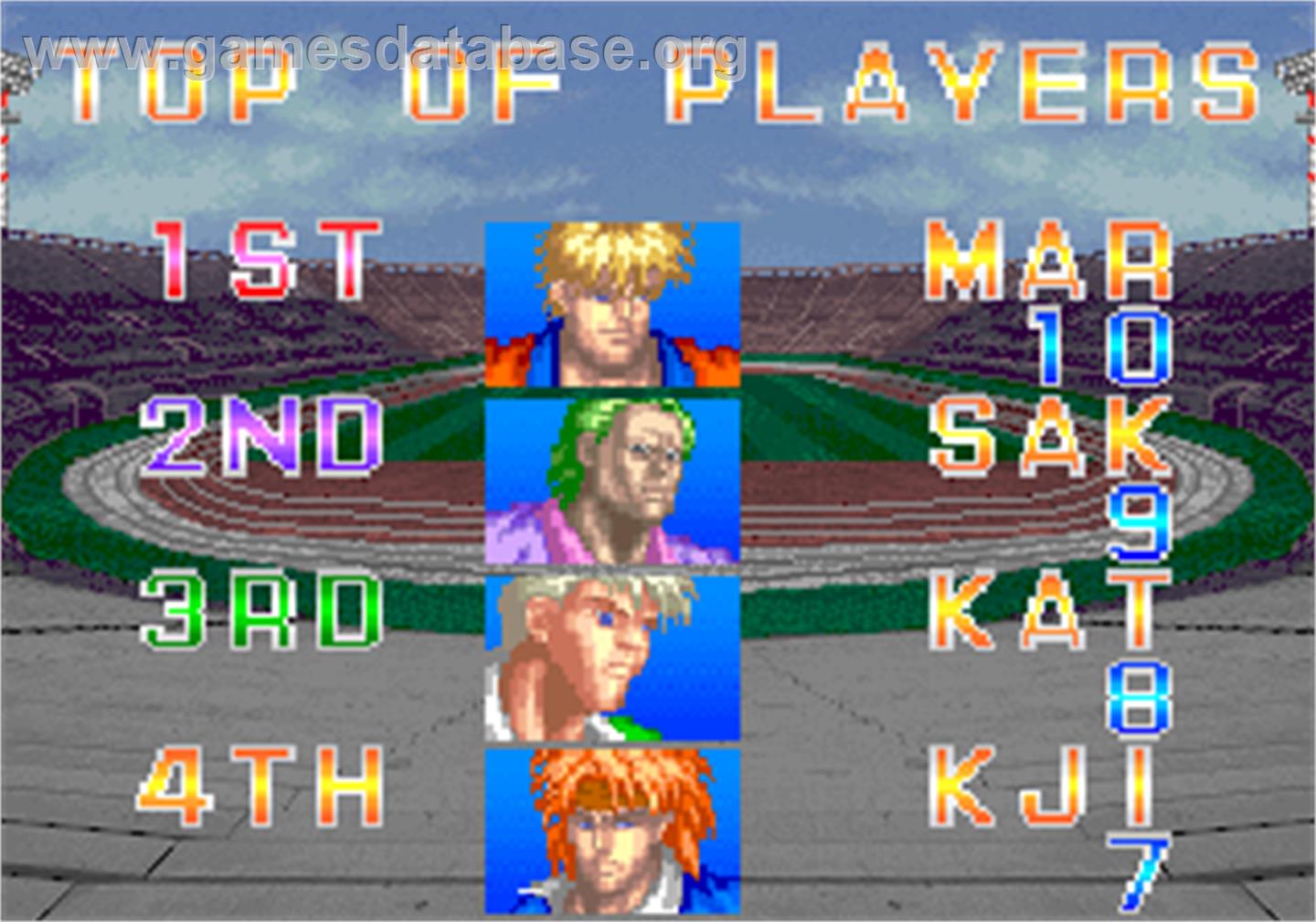 Taito Cup Finals - Arcade - Artwork - High Score Screen