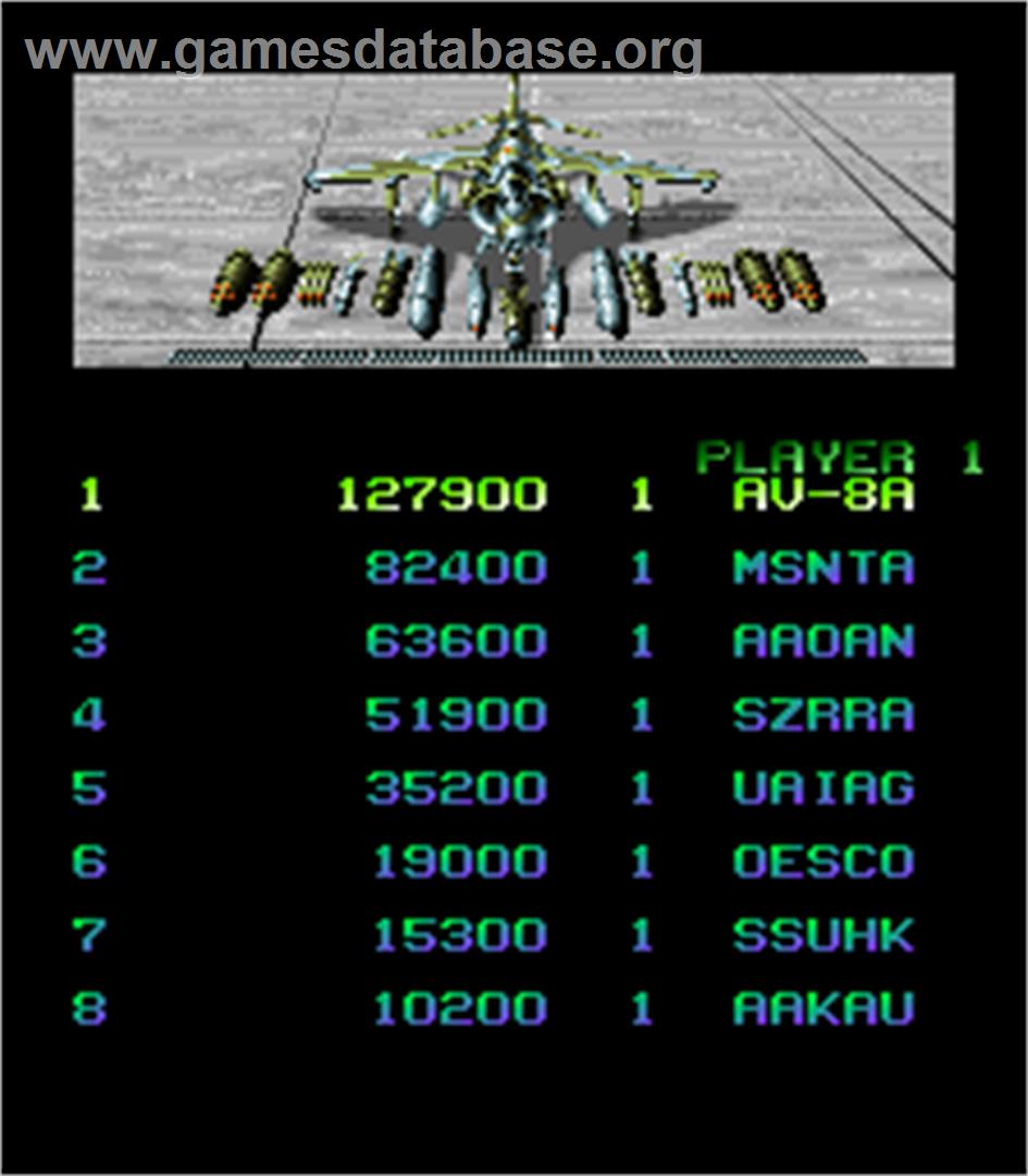 Task Force Harrier - Arcade - Artwork - High Score Screen