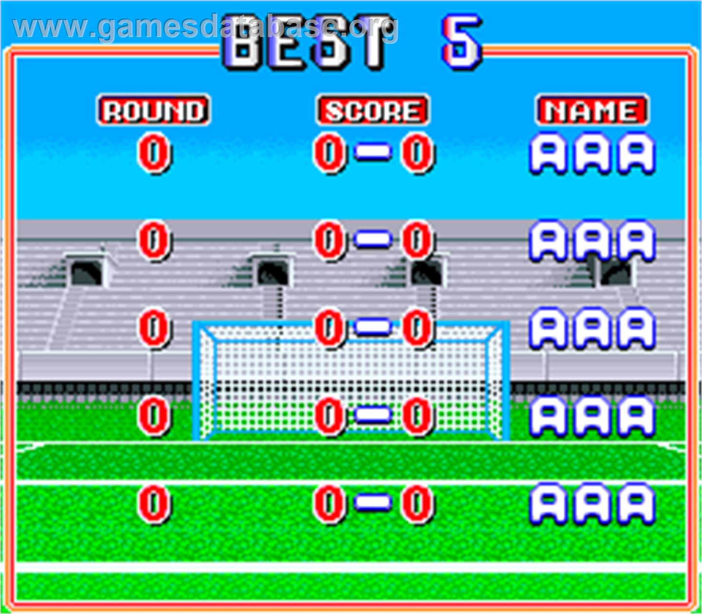 Tecmo World Cup '90 - Arcade - Artwork - High Score Screen