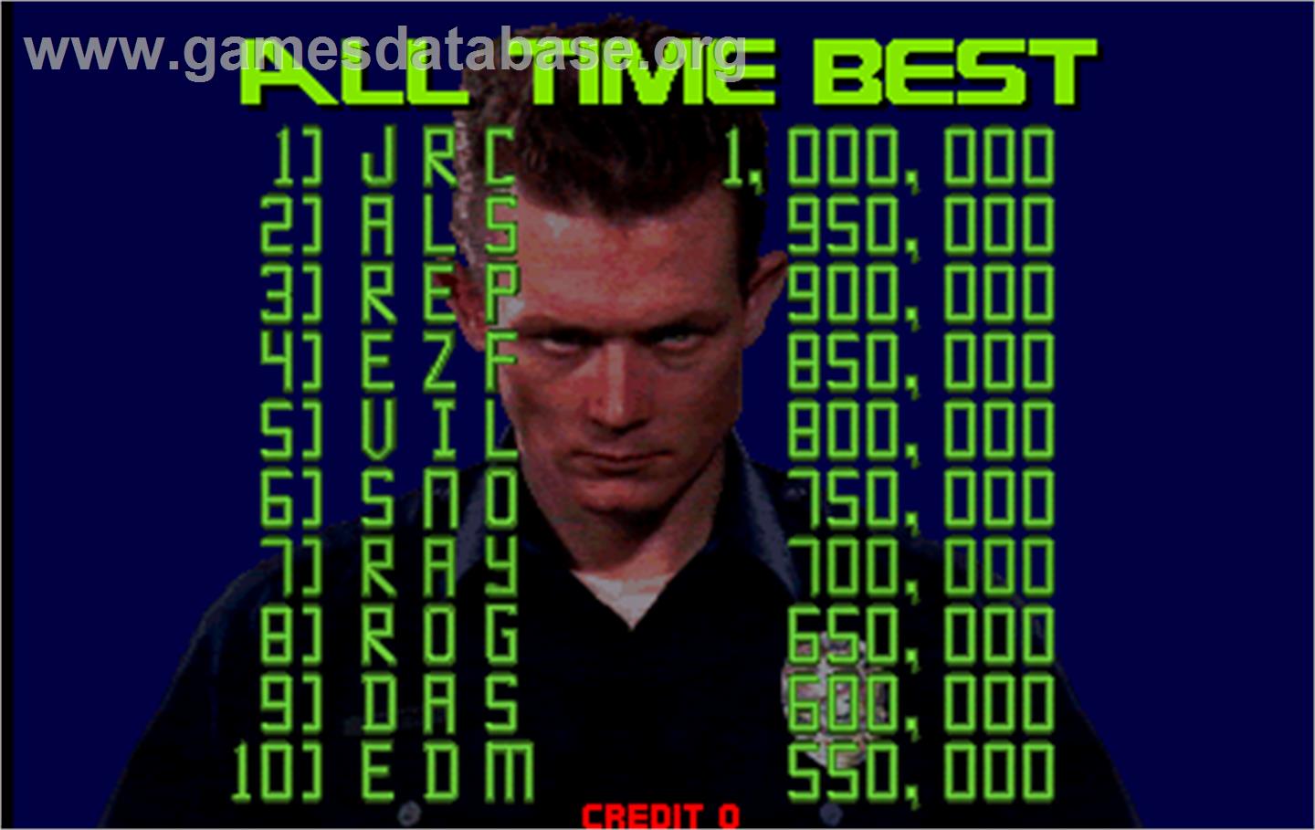 Terminator 2 - Judgment Day - Arcade - Artwork - High Score Screen