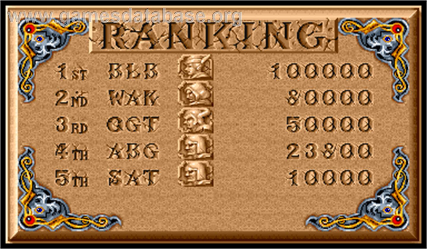 The King of Dragons - Arcade - Artwork - High Score Screen