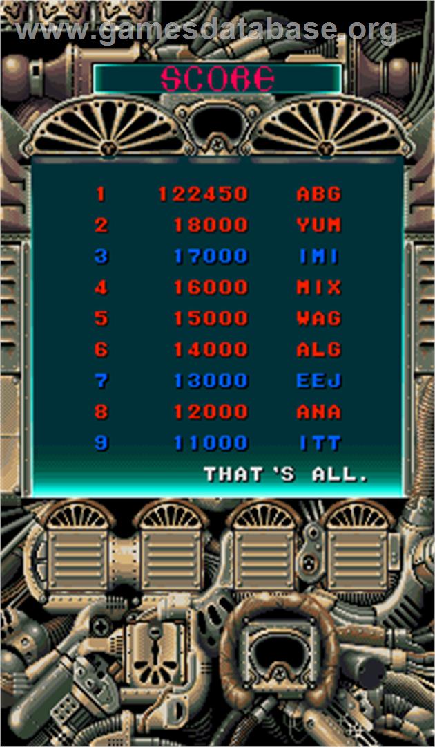 Thunder Dragon 2 - Arcade - Artwork - High Score Screen