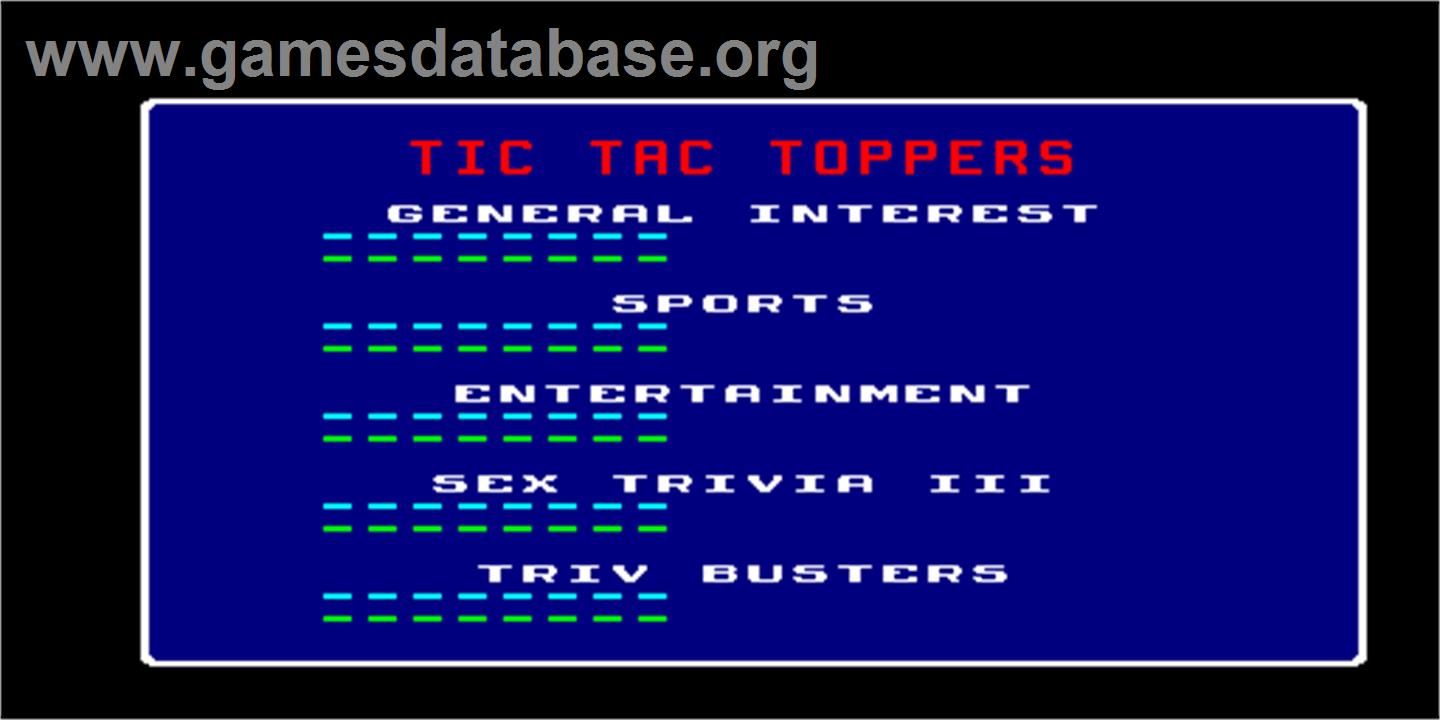 Tic Tac Trivia - Arcade - Artwork - High Score Screen