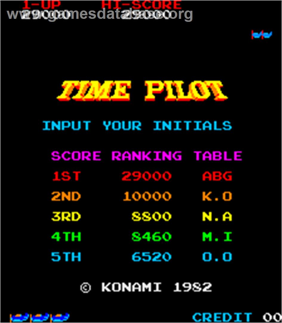 Time Pilot - Arcade - Artwork - High Score Screen