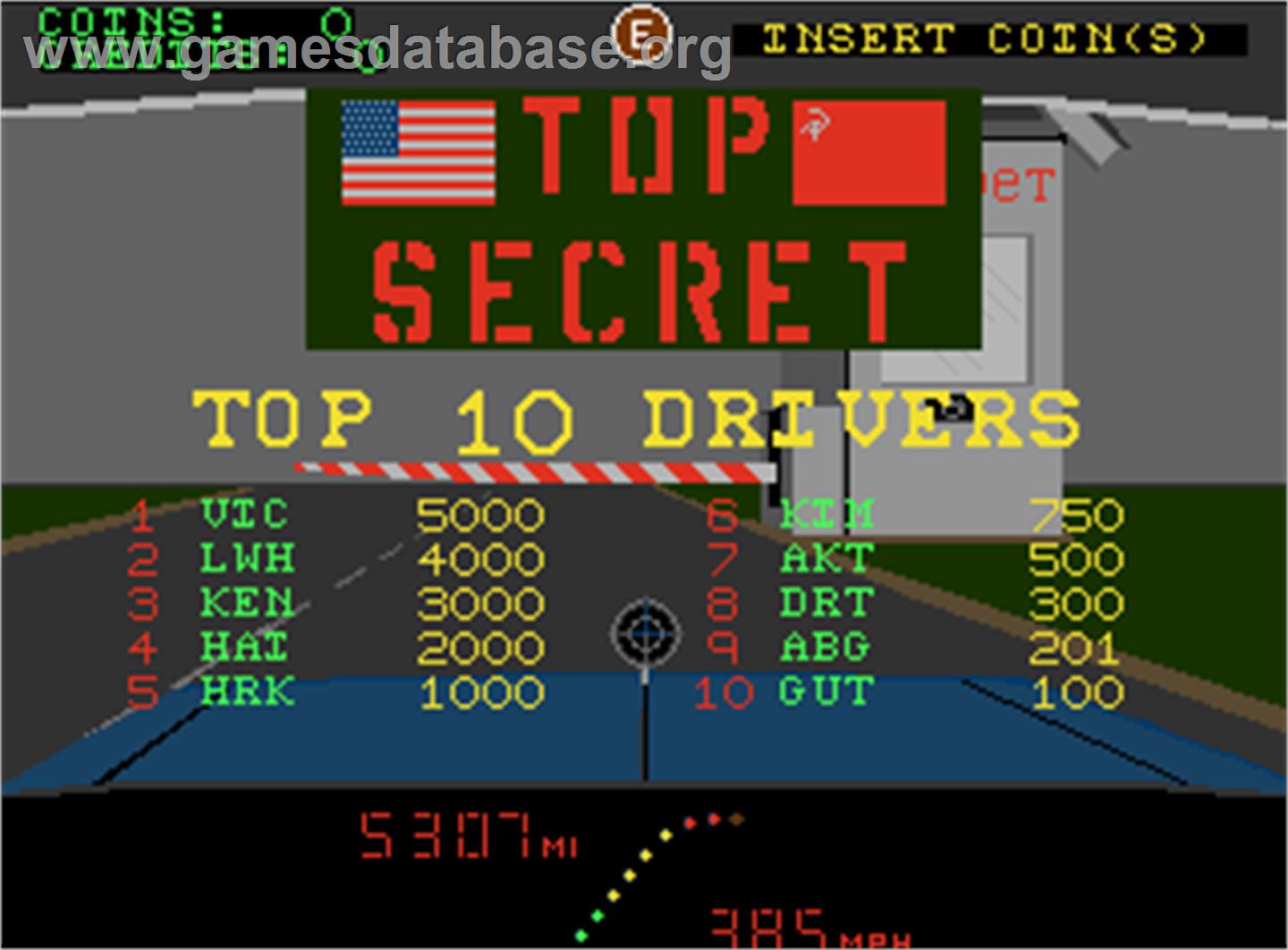 Top Secret - Arcade - Artwork - High Score Screen