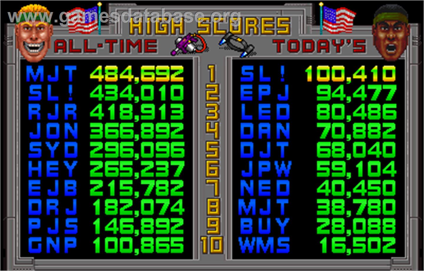 Total Carnage - Arcade - Artwork - High Score Screen