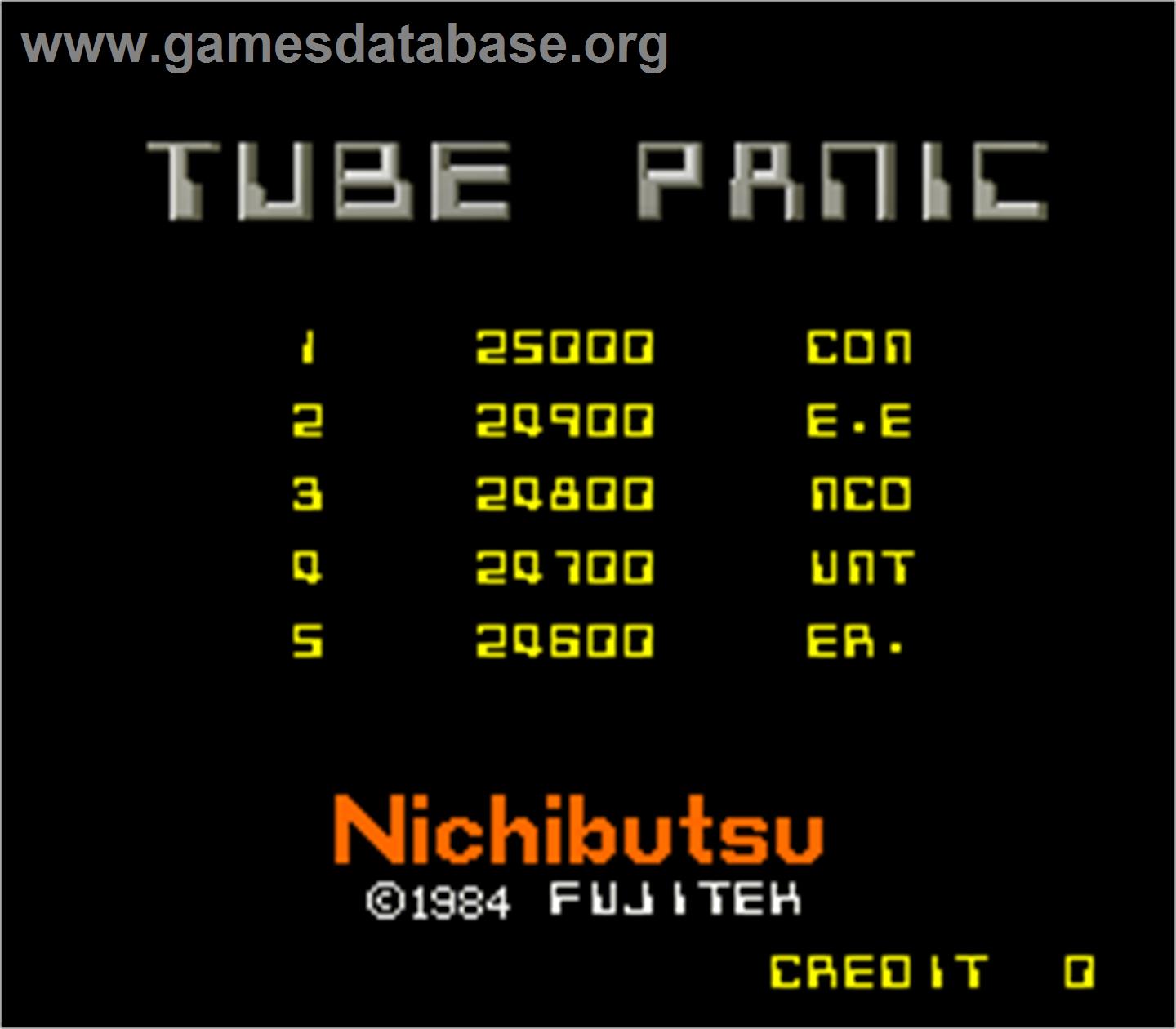 Tube Panic - Arcade - Artwork - High Score Screen