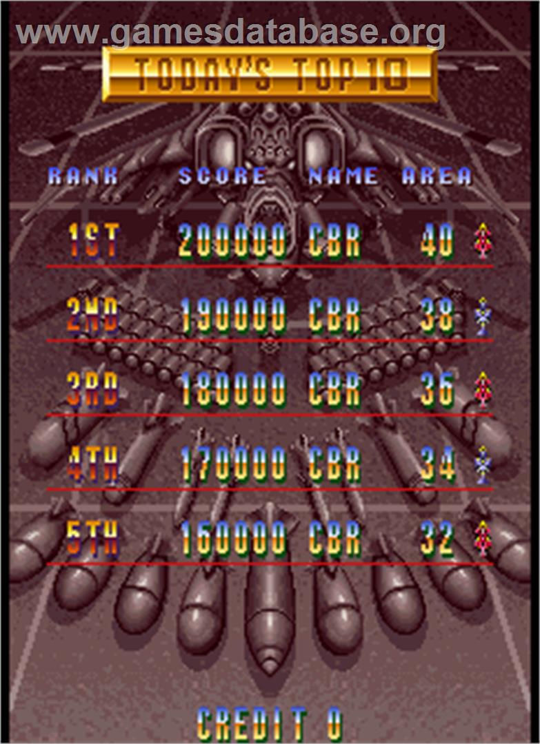 Twin Cobra II - Arcade - Artwork - High Score Screen