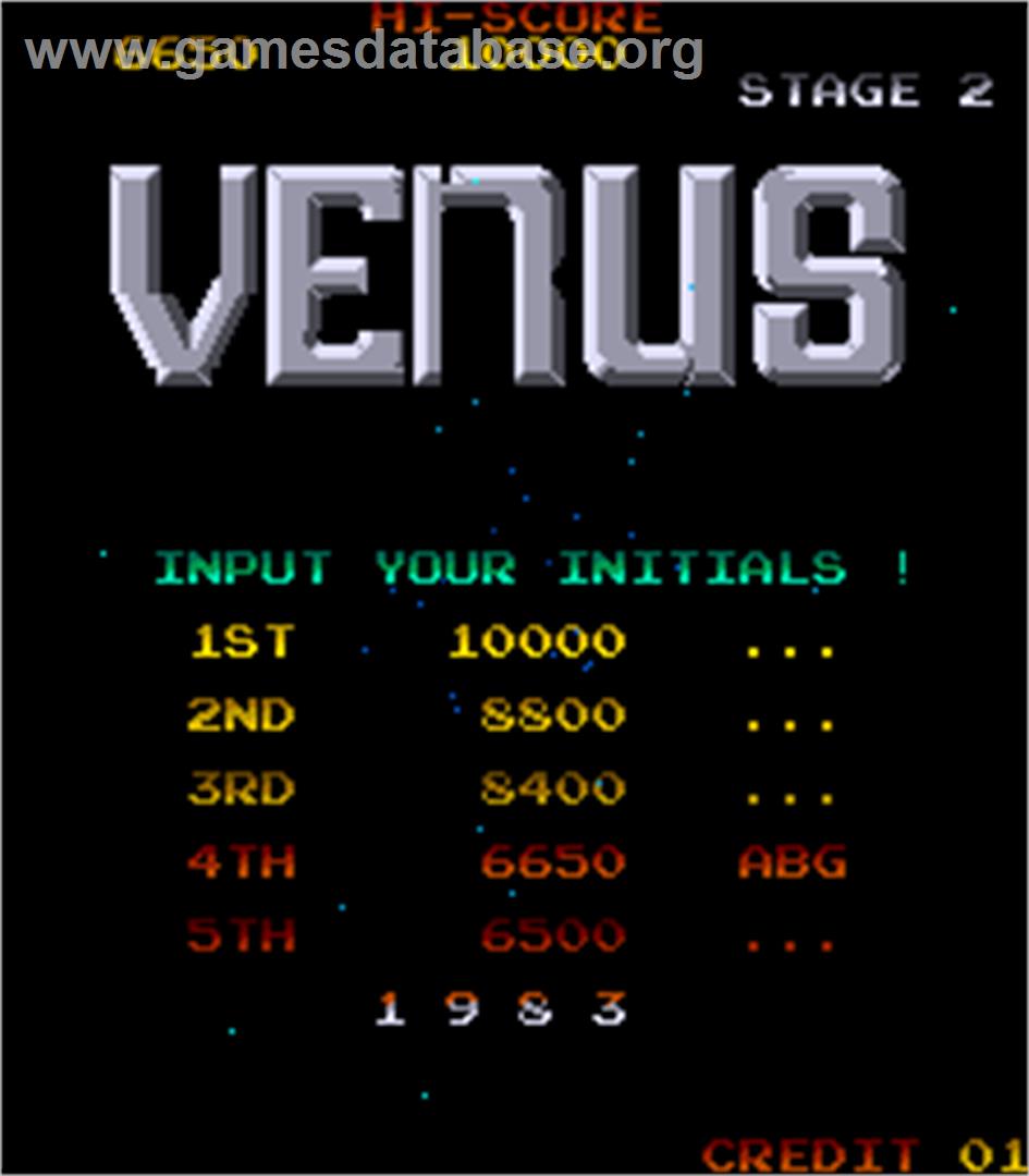 Venus - Arcade - Artwork - High Score Screen