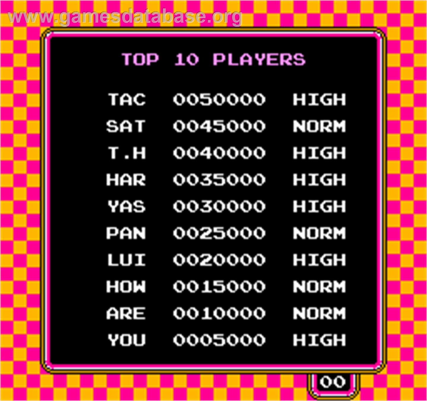 Vs. Dr. Mario - Arcade - Artwork - High Score Screen