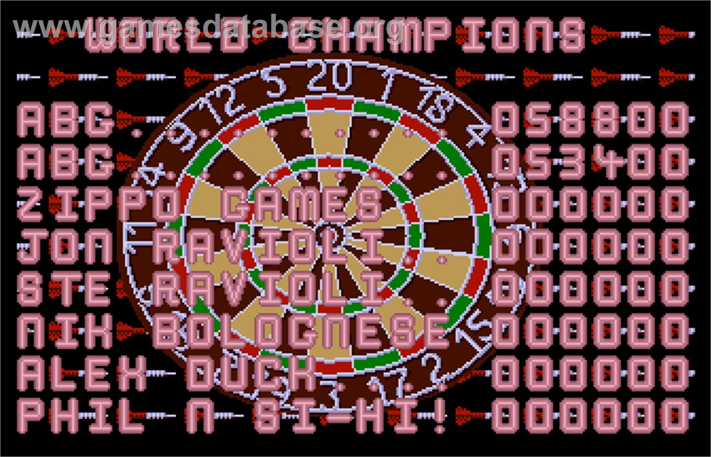 World Darts - Arcade - Artwork - High Score Screen