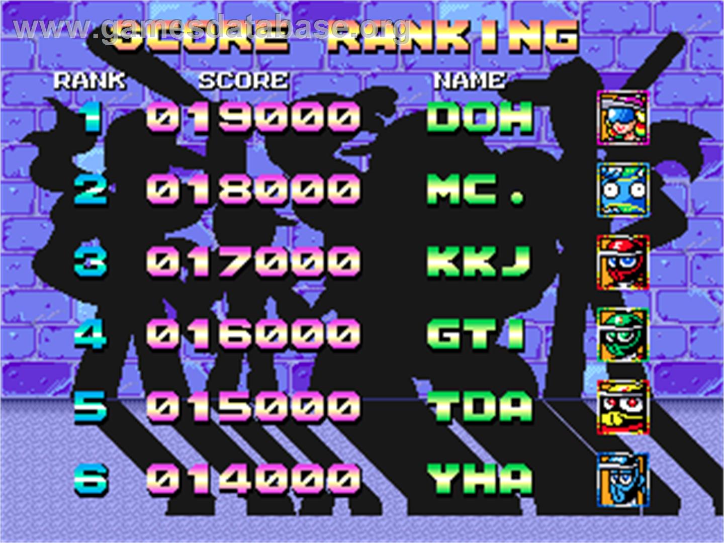Yakyuu Kakutou League-Man - Arcade - Artwork - High Score Screen