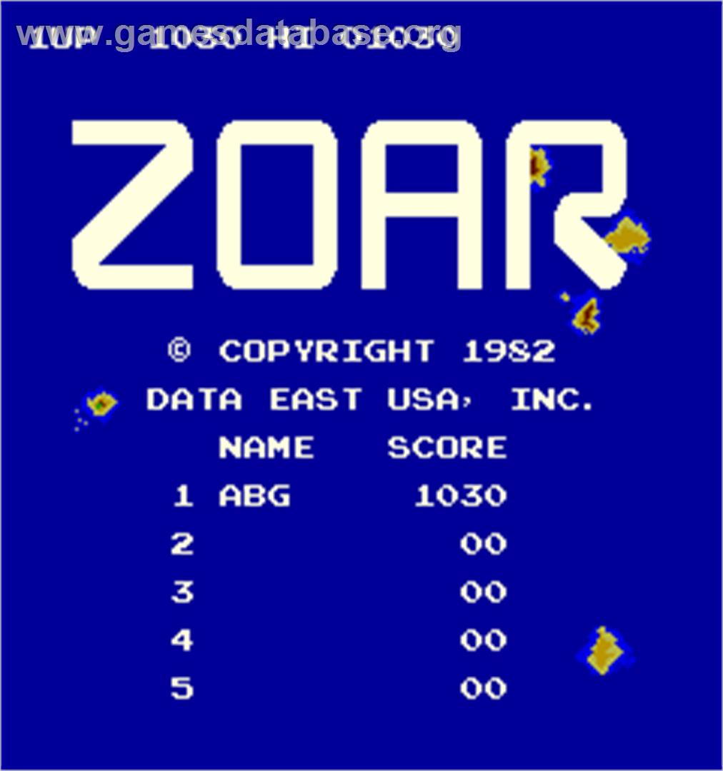 Zoar - Arcade - Artwork - High Score Screen