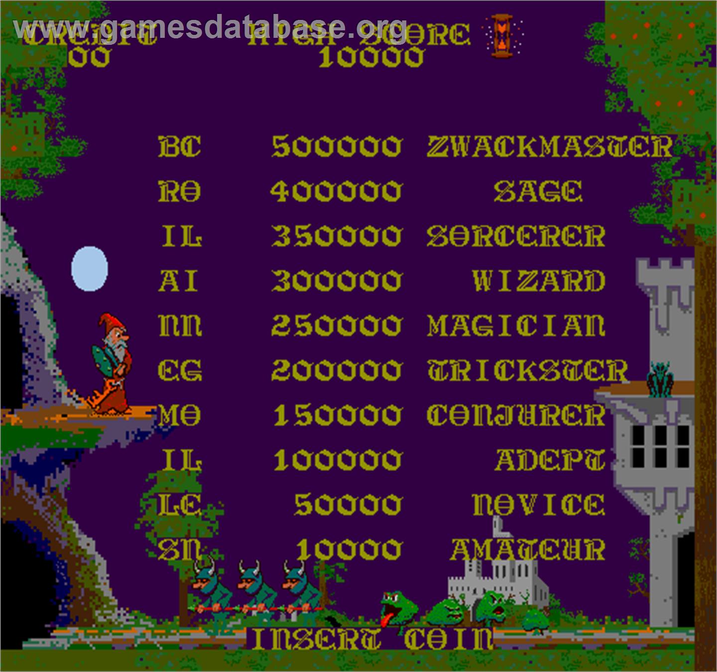 Zwackery - Arcade - Artwork - High Score Screen