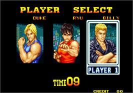Select Screen for Burning Fight.
