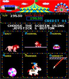 Select Screen for Circus Charlie.