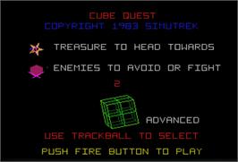 Select Screen for Cube Quest.