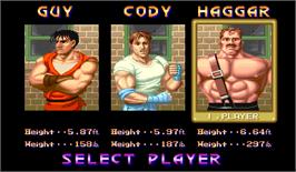 Select Screen for Final Fight.