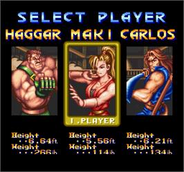 Select Screen for Final Fight 2.