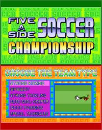 Select Screen for Five a Side Soccer.