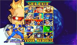 Select Screen for Marvel Vs. Capcom: Clash of Super Heroes.