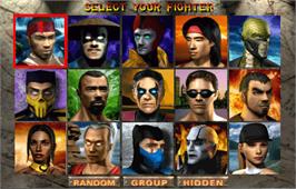 Select Screen for Mortal Kombat 4.