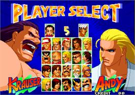 Select Screen for Real Bout Fatal Fury 2 - The Newcomers.