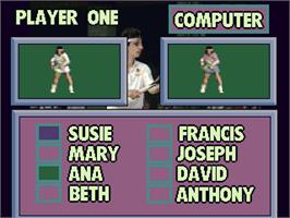 Select Screen for Reality Tennis.