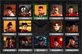 Select Screen for Street Fighter: The Movie.