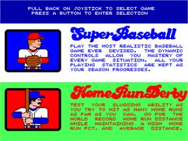 Select Screen for Super Baseball Double Play Home Run Derby.