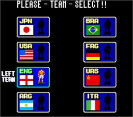 Select Screen for Tecmo World Cup '90.