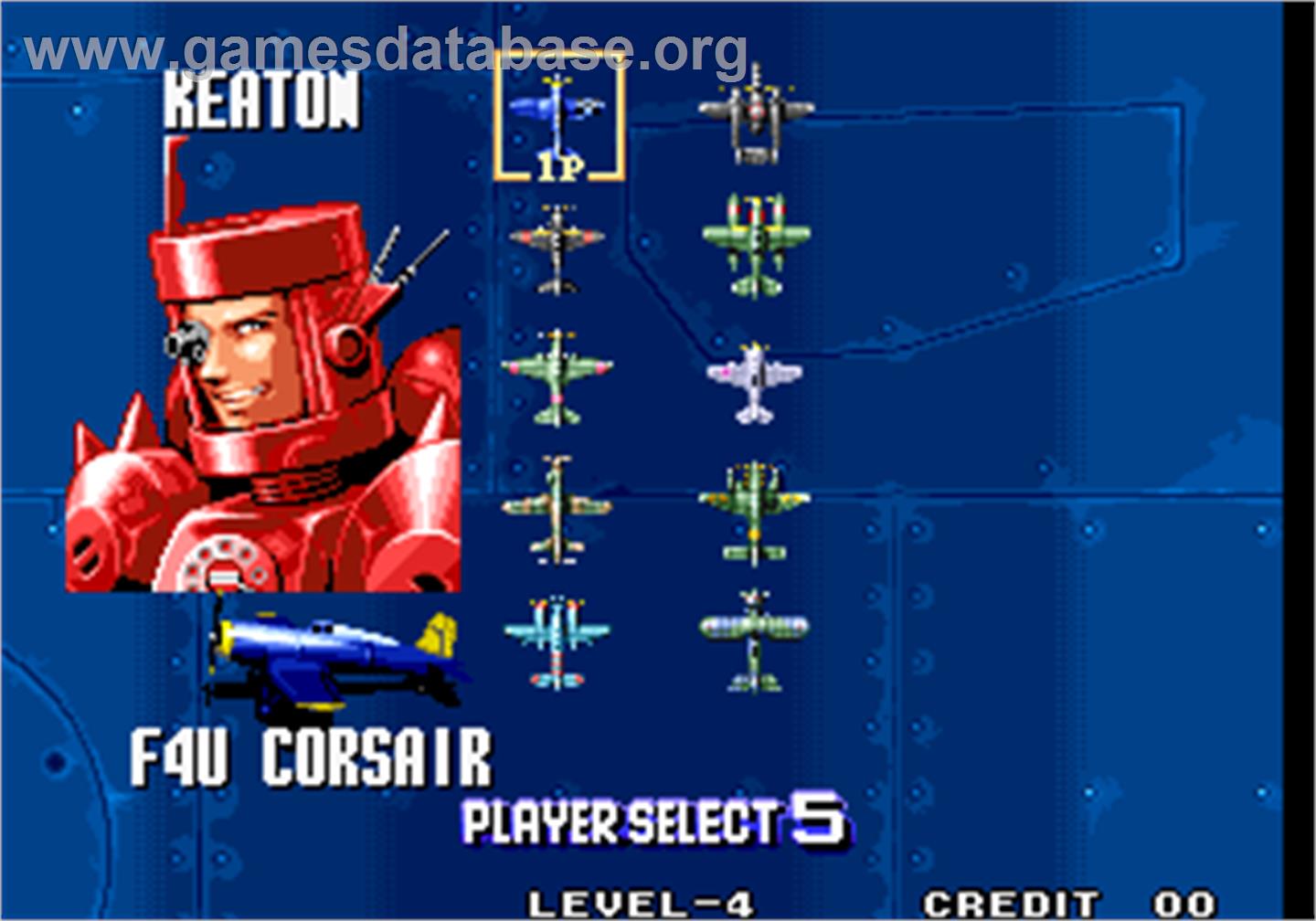 Aero Fighters 3 / Sonic Wings 3 - Arcade - Artwork - Select Screen