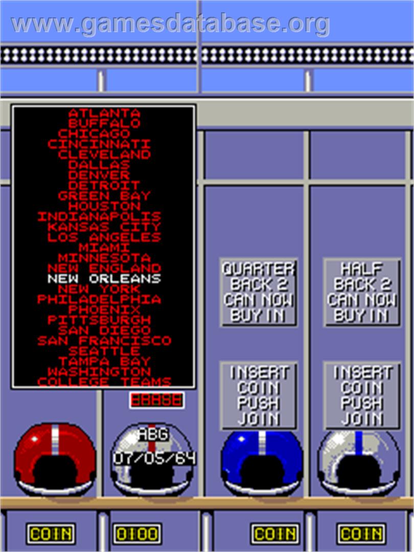 All American Football - Arcade - Artwork - Select Screen