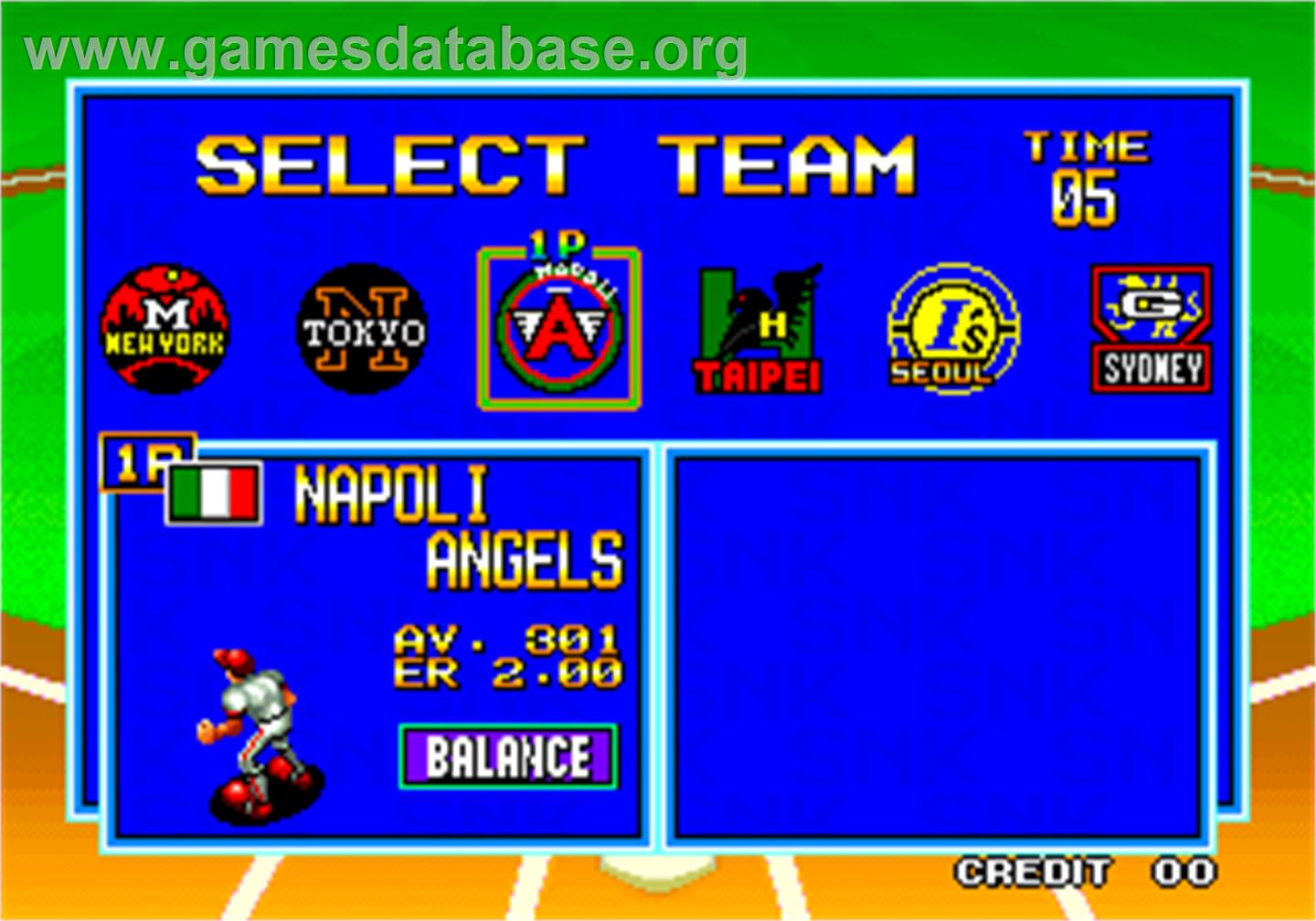 Baseball Stars 2 - Arcade - Artwork - Select Screen