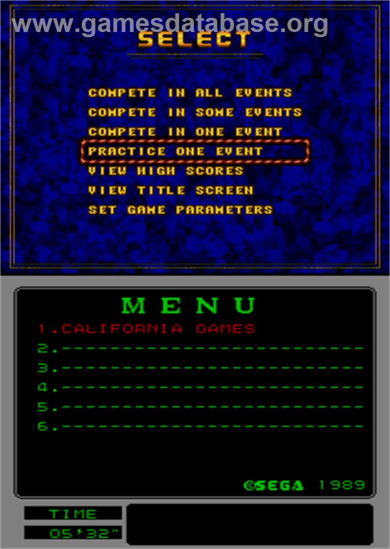 California Games - Arcade - Artwork - Select Screen