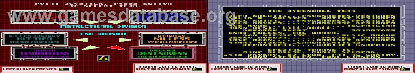 Cyberball - Arcade - Artwork - Select Screen