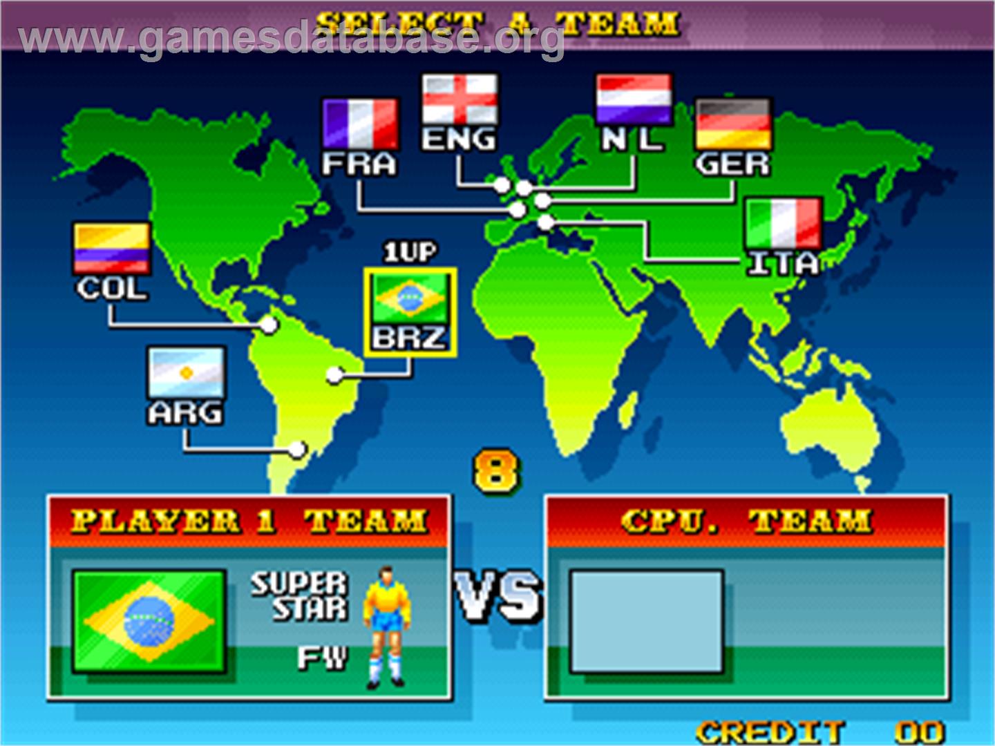 Dream Soccer '94 - Arcade - Artwork - Select Screen