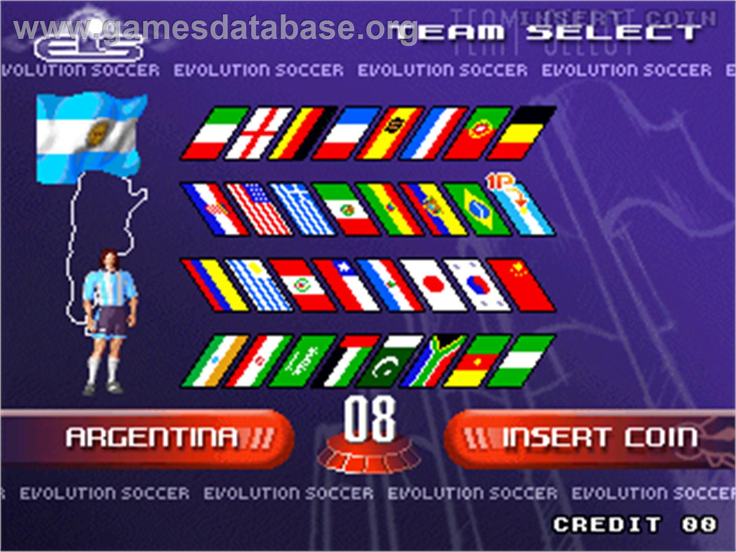 Evolution Soccer - Arcade - Artwork - Select Screen