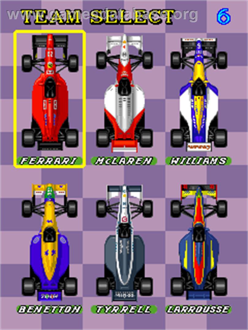 F-1 Grand Prix - Arcade - Artwork - Select Screen