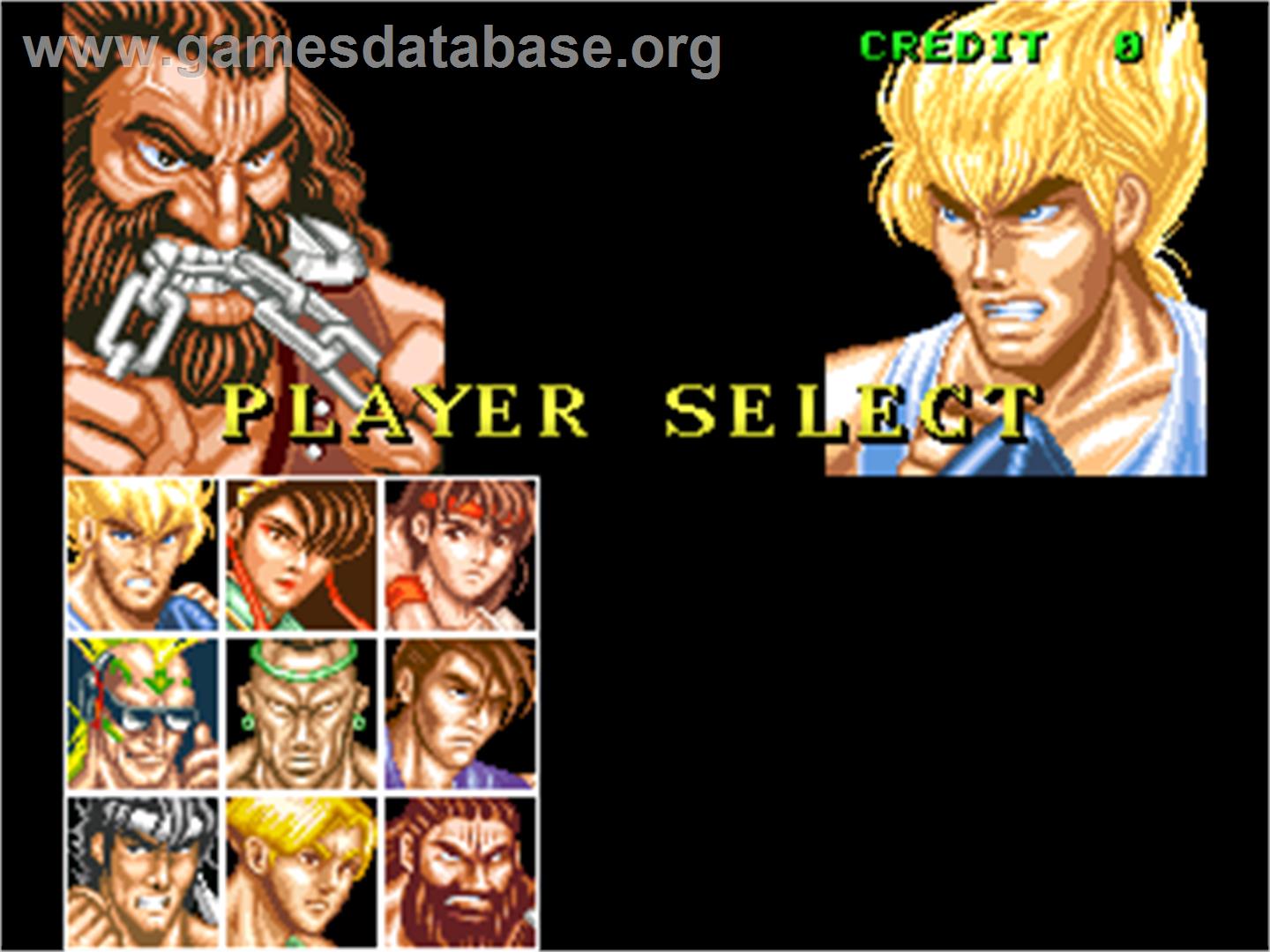 Fighter's History - Arcade - Artwork - Select Screen