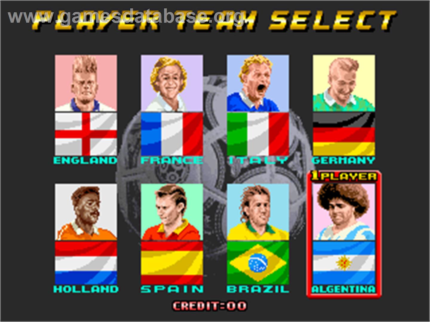 Goal! '92 - Arcade - Artwork - Select Screen