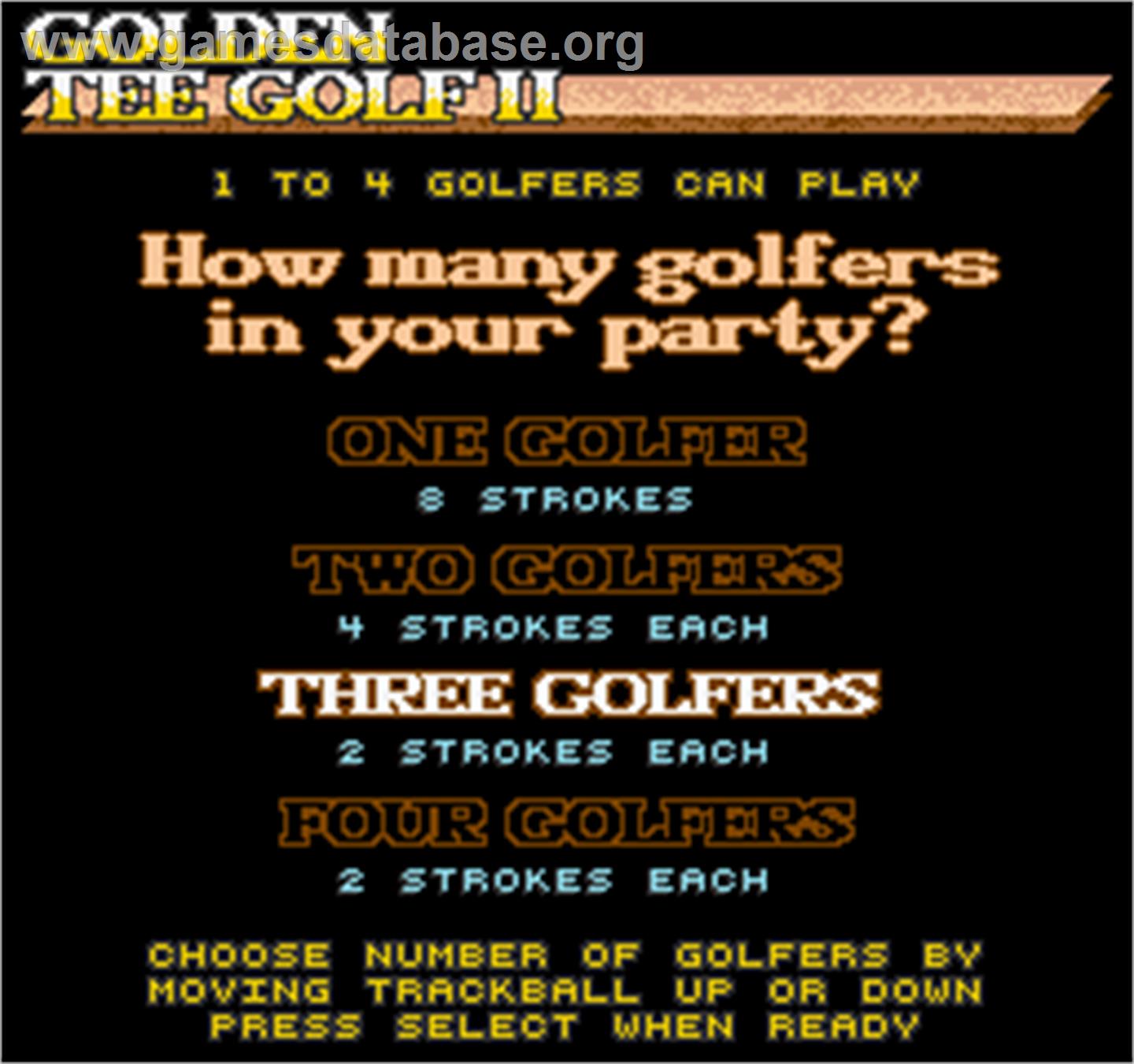 Golden Tee Golf II - Arcade - Artwork - Select Screen