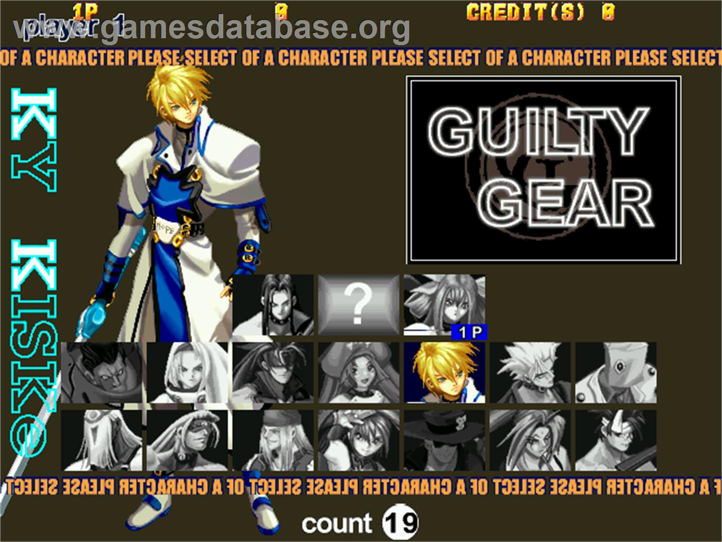 Guilty Gear X ver. 1.5 - Arcade - Artwork - Select Screen