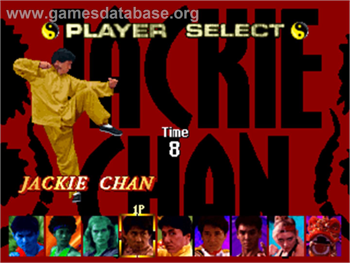 Jackie Chan in Fists of Fire - Arcade - Artwork - Select Screen