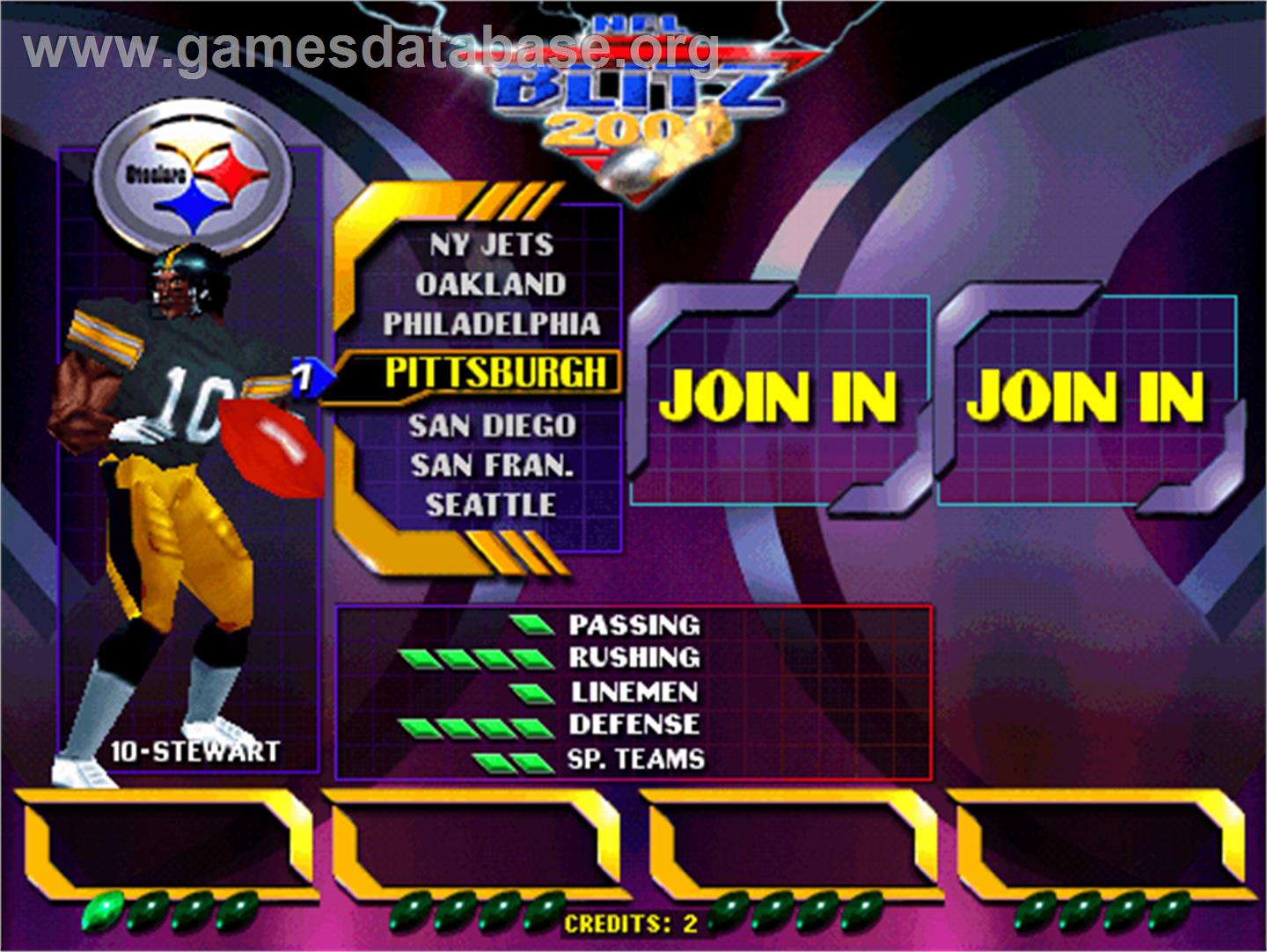 NFL Blitz 2000 Gold Edition - Arcade - Artwork - Select Screen