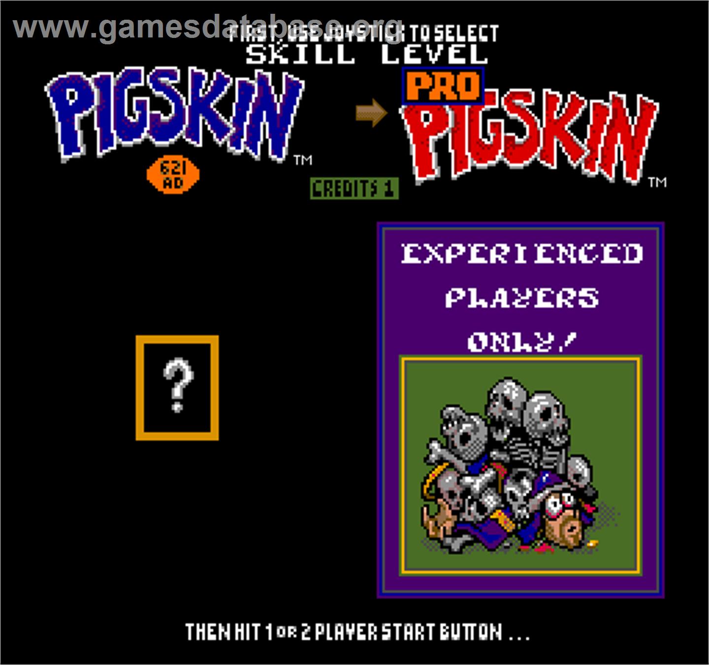 Pigskin 621AD - Arcade - Artwork - Select Screen