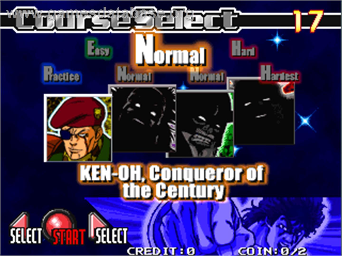 Punch Mania: Hokuto No Ken - Arcade - Artwork - Select Screen