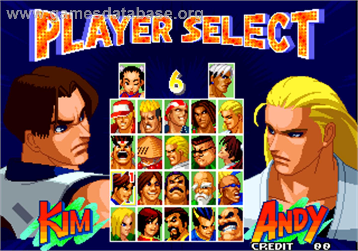 Real Bout Fatal Fury 2 - The Newcomers / Real Bout Garou Densetsu 2 - the newcomers - Arcade - Artwork - Select Screen