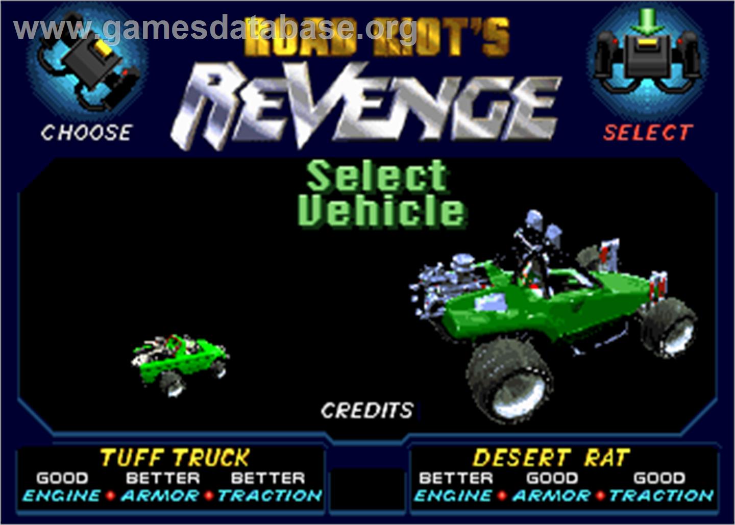 Road Riot's Revenge - Arcade - Artwork - Select Screen